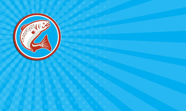 Business card Trout Fish Jumping Circle Retro — Stock Photo, Image