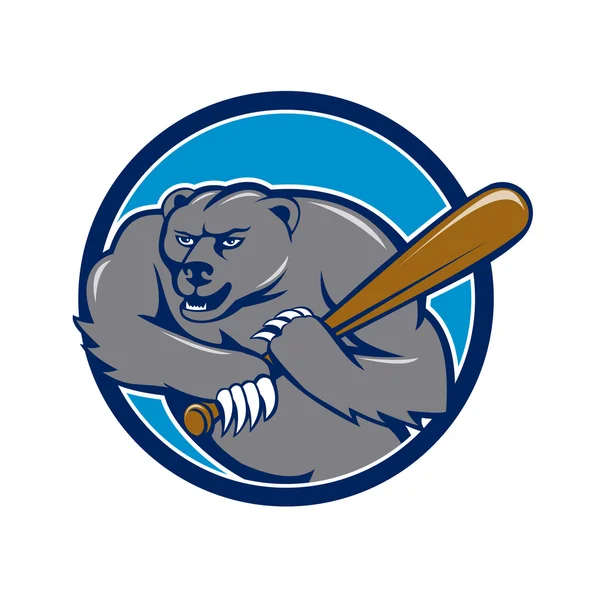 Grizzly bear Baseball player — Stock Vector