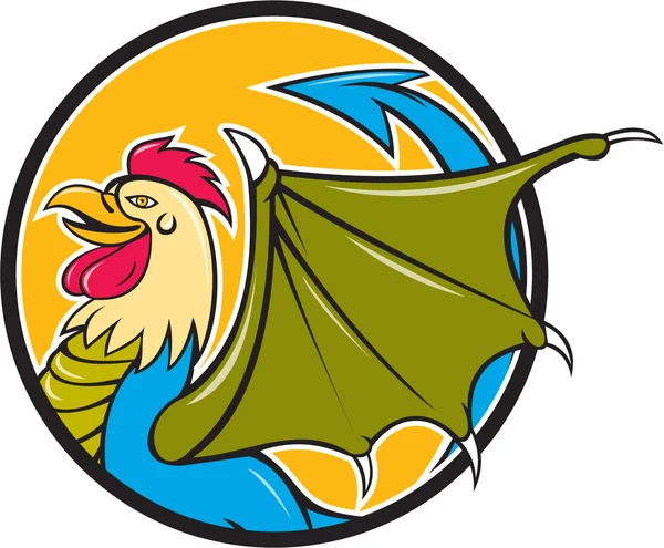 Basilisk Bat flygel cirkel Cartoon — Stock vektor