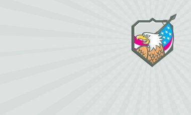 Kartvizit Amerikan kel kartal bayrak mızrak Retro