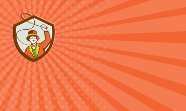 Kartvizit Circus Ring Master kırbacı kalkan Retro