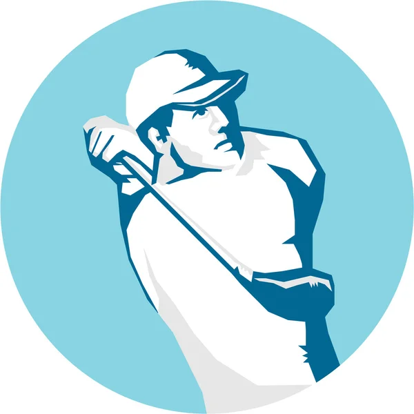 Golfer Tee Off Golf Stencil – Stock-vektor