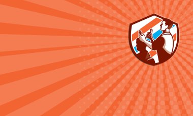 Kartvizit Kuaför makası tarak kesme kalkan Retro