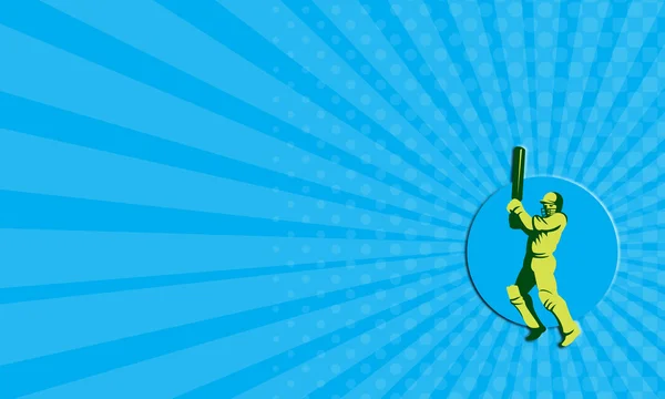 Визитная карточка игрока в крикет Batsman Batting Circle Retro — стоковое фото