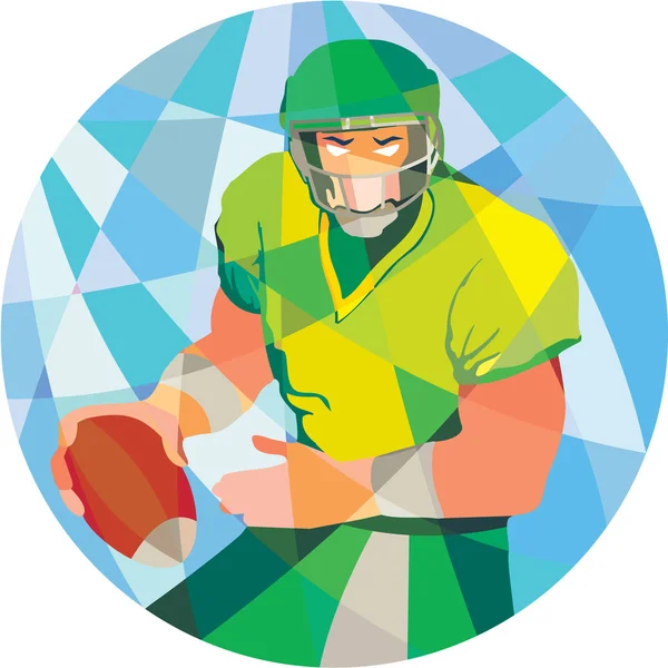 American Football Quarterback Pasando Polígono Bajo — Vector de stock