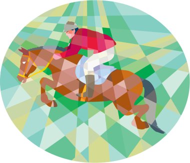 Equestrian Show Jumping Oval Low Polygon clipart