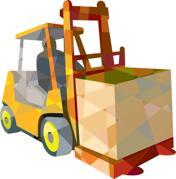 Targonca teherautó anyagmozgatás doboz Low Polygon — Stock Vector