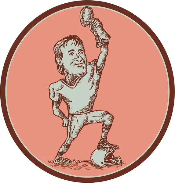 Dibujo del Trofeo Campeón de Fútbol Americano — Archivo Imágenes Vectoriales