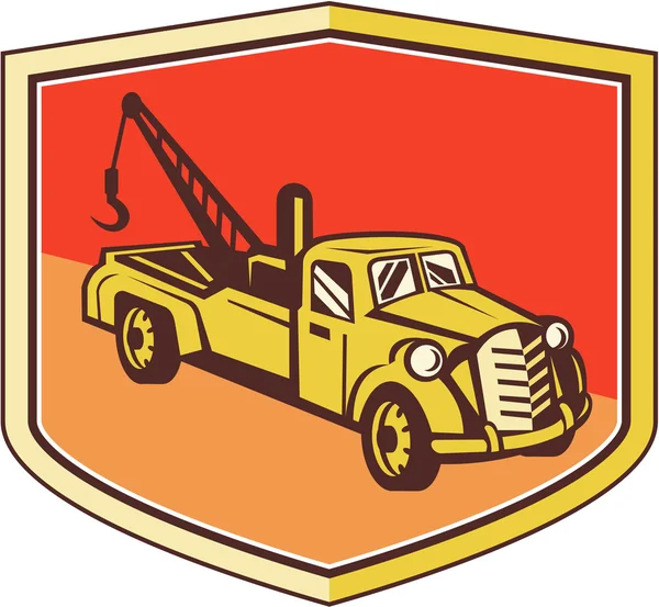Vintage Tow Truck autómentő pajzs Retro — Stock Vector