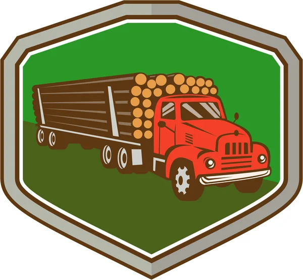 Vrachtwagen Vintage logboekregistratie Shield Retro — Stockvector