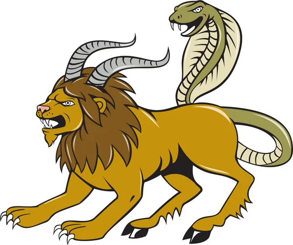 Chimera attacco lato cartone animato — Vettoriale Stock