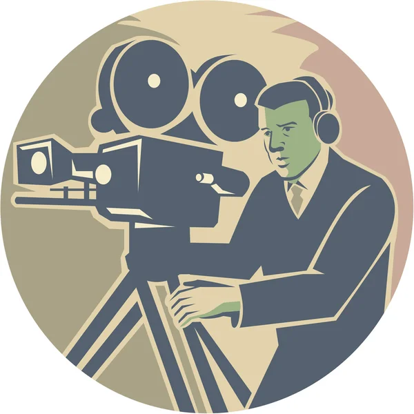 Cameraman Moviemaker Vintage Camera Retro — Stockvector