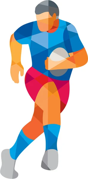 Joueur de rugby qui court en polygone bas — Image vectorielle
