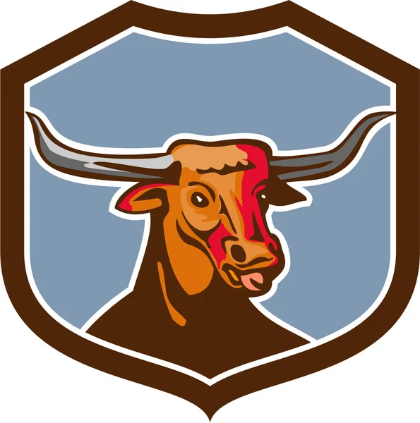 Texas Longhorn Red Bull Shield Rétro — Image vectorielle