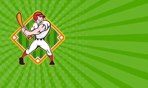 Visitekaartje honkbal speler Batting Diamond Cartoon — Stockfoto