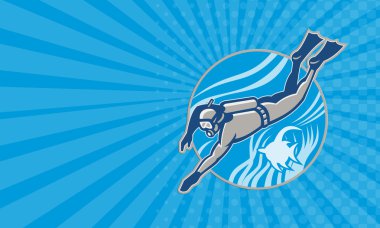 Scuba diver dalış retro