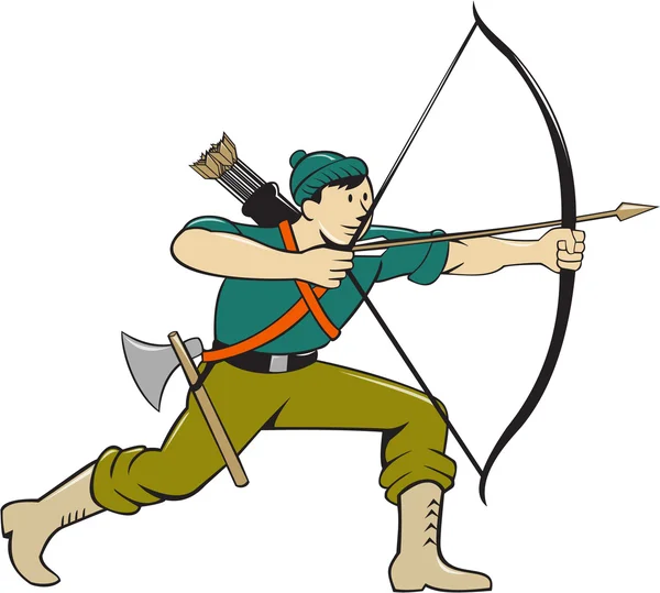 Archer visant une flèche d'arc longue — Image vectorielle