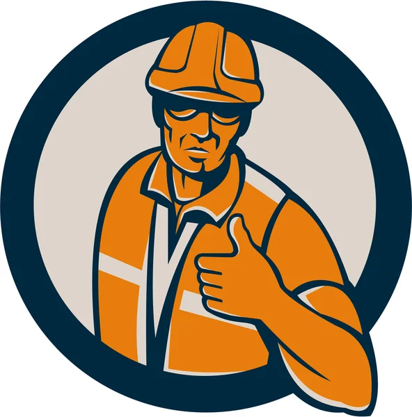Trabalhador da construção polegares para cima —  Vetores de Stock