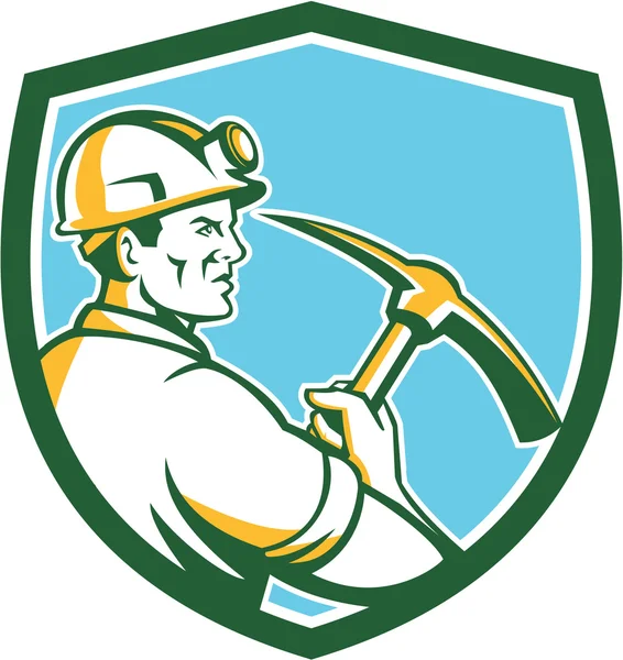 Kol gruvarbetare hardhat med pick axe — Stock vektor