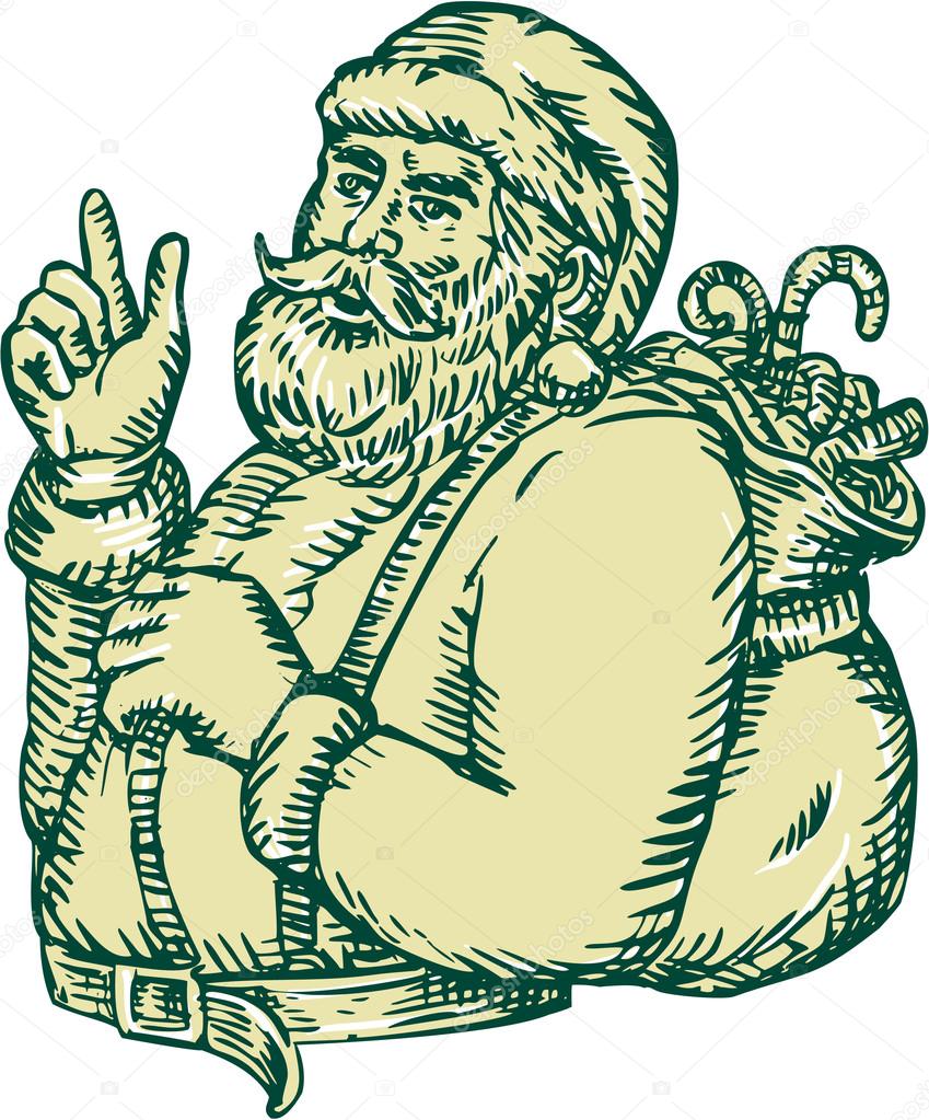 Santa Claus Pointing Side Etching