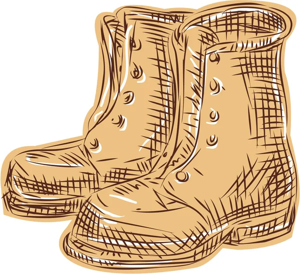 Boots Old Etching — Stock Vector