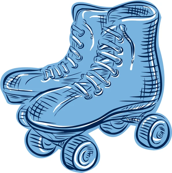 Roller Skates Vintage Etching — Stockvector