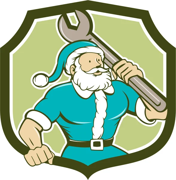 Santa Claus Mechanic Spanner — Stock Vector