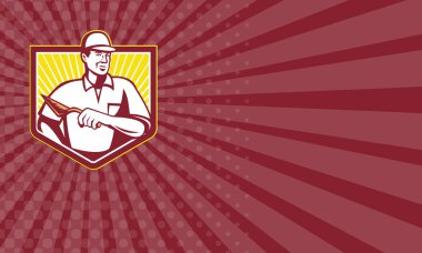 Business card Tiler Plasterer Mason Masonry Worker Retro