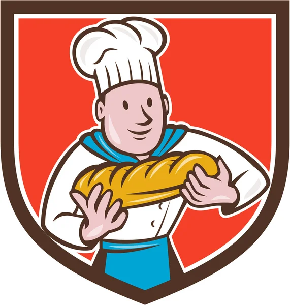 Baker Holding Bread Loaf — Stock vektor