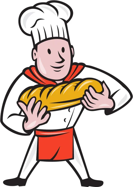 Baker Holding Bread Loaf — Stok Vektör