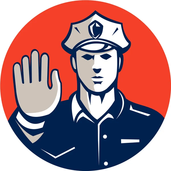 Policjant ręką Pokaż znak Stop — Wektor stockowy