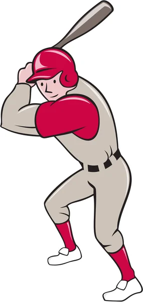 Honkbal speler batting geïsoleerde cartoon — Stockvector