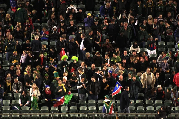 Fans and rugby supporters waving flags — Φωτογραφία Αρχείου