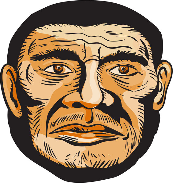 Огравирование головы неандертальца
