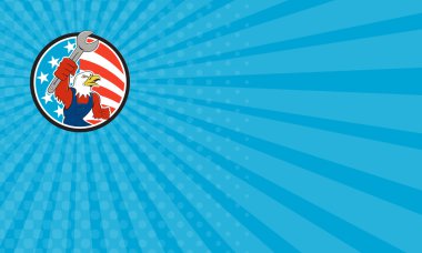 Kartvizit Amerikan kel kartal mekanik anahtar daire ABD bayrağı karikatür