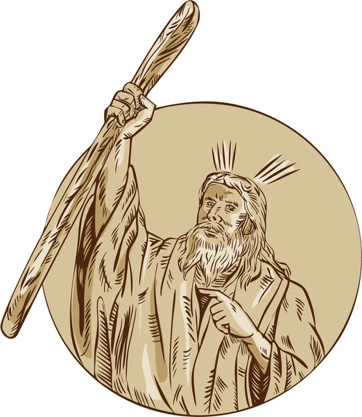 Moses att öka personalen cirkel etsning — Stock vektor