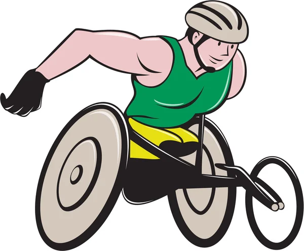 Wheelchair Racer Racing Isolated — Stock Vector