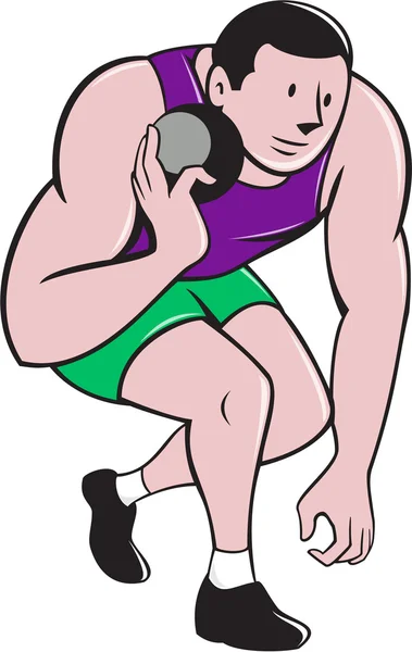 Shot Put Track and Field Athlete Cartoon — ストックベクタ