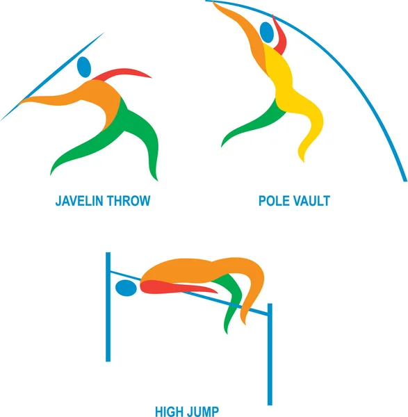 Icono de salto alto de bóveda de poste de lanzamiento de jabalina — Vector de stock