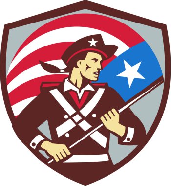 Amerikan vatansever adam ABD bayrağı Crest Retro Holding