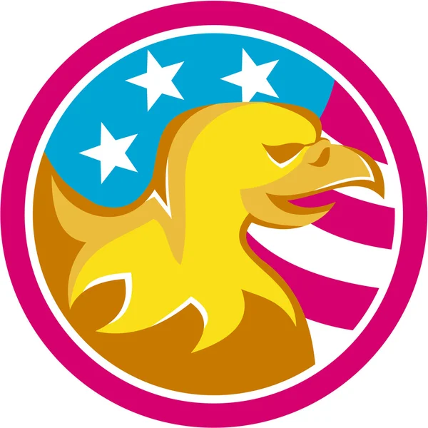 Águila calva americana Usa bandera círculo Retro — Vector de stock