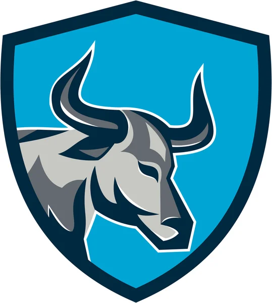 Texas Longhorn Bull Head Shield Retro — Stock Vector