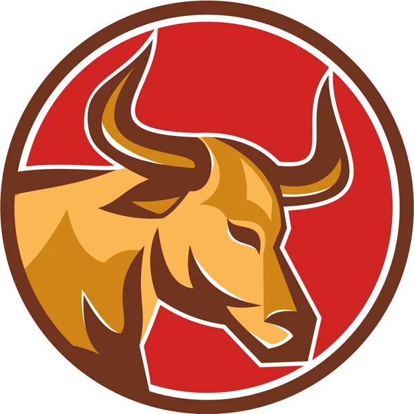 Техас Longhorn Bull головою кола ретро — стоковий вектор