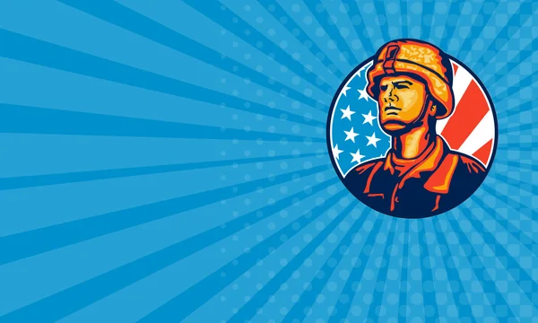 Visitenkarte amerikanischer Soldat Soldat Flagge Retro — Stockfoto