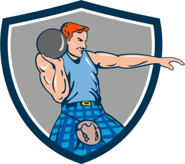 Highland Games Stone Put Throw Crest Retro clipart