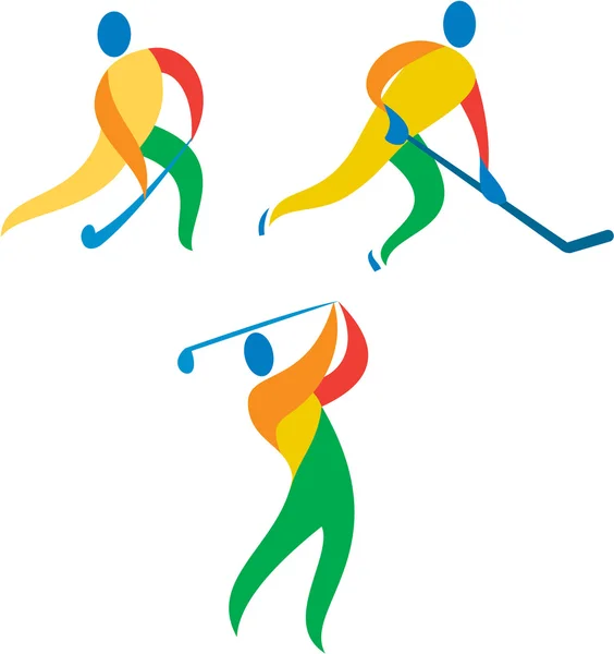 Hockey sur gazon Hockey sur glace Icône Golf — Image vectorielle