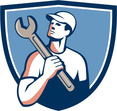 Tradesman Mechanic Spanner Crest Retro