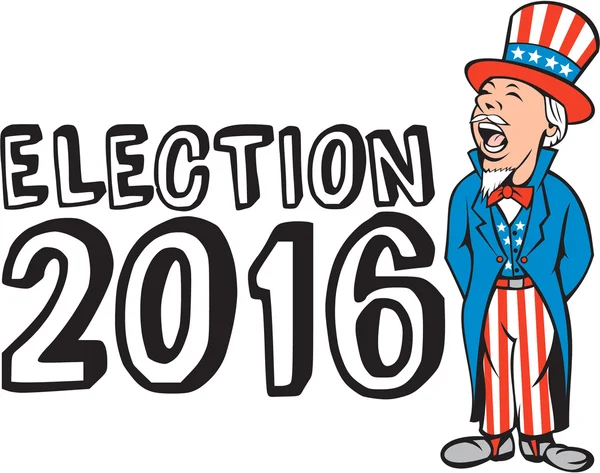 Elecciones 2016 Tío Sam Gritando Retro — Vector de stock
