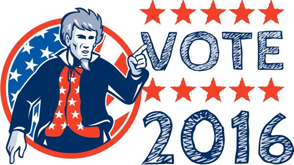 Vote 2016 Uncle Sam Pointing Circle Retro — 图库矢量图片