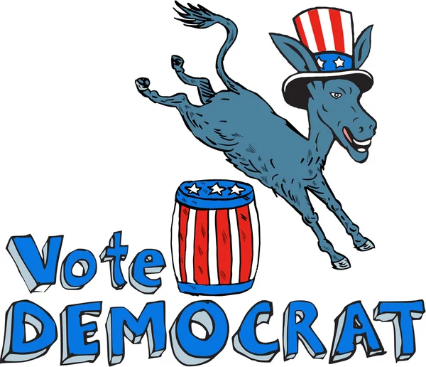 Vote Democrat Donkey Mascot — Stock Vector